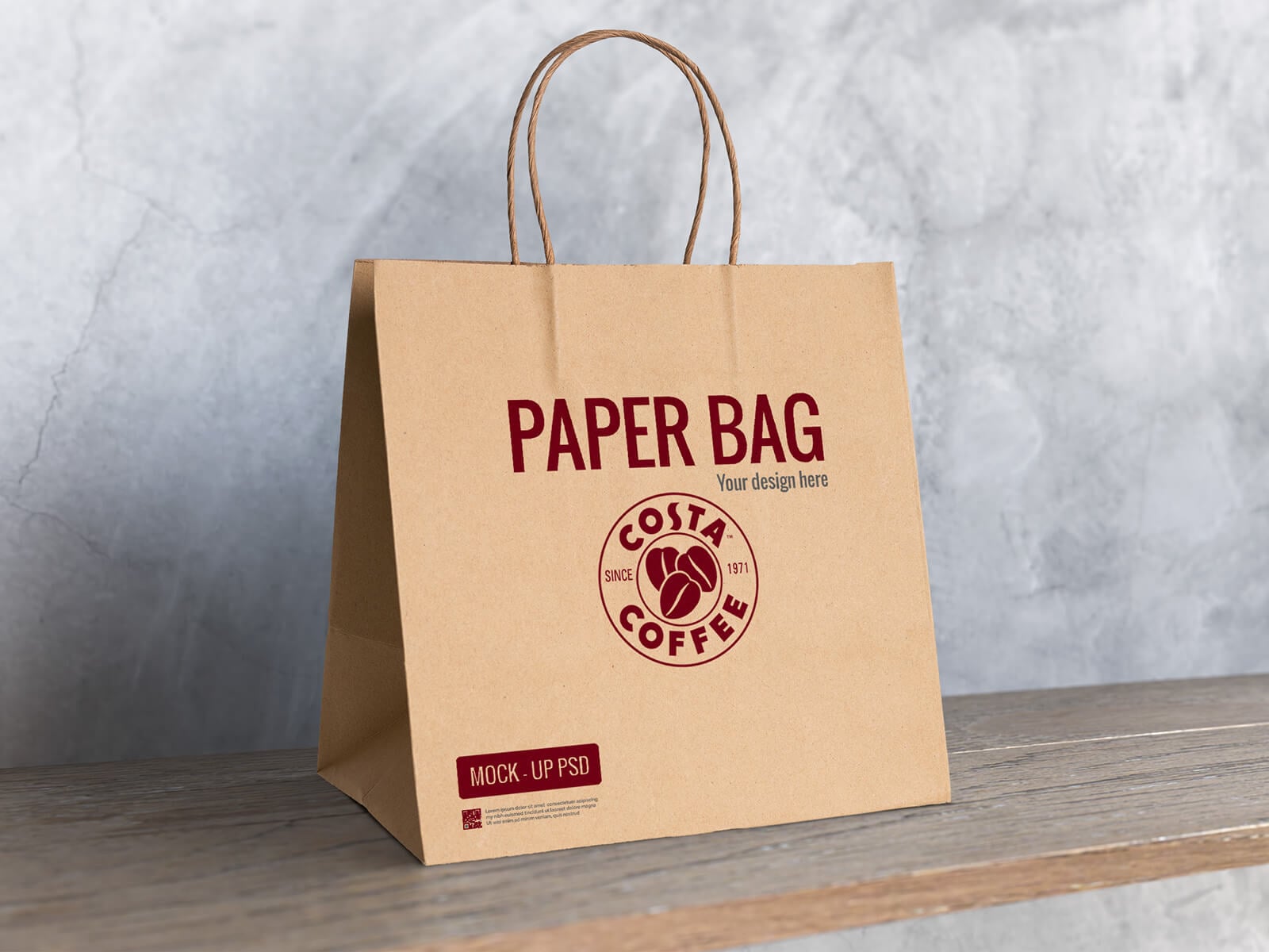 Free Disposable Cafe Paper Bag Mockup PSD