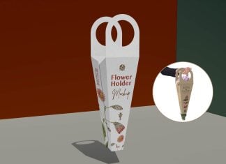 Free Bouquet Packaging Flower Holder Mockup PSD