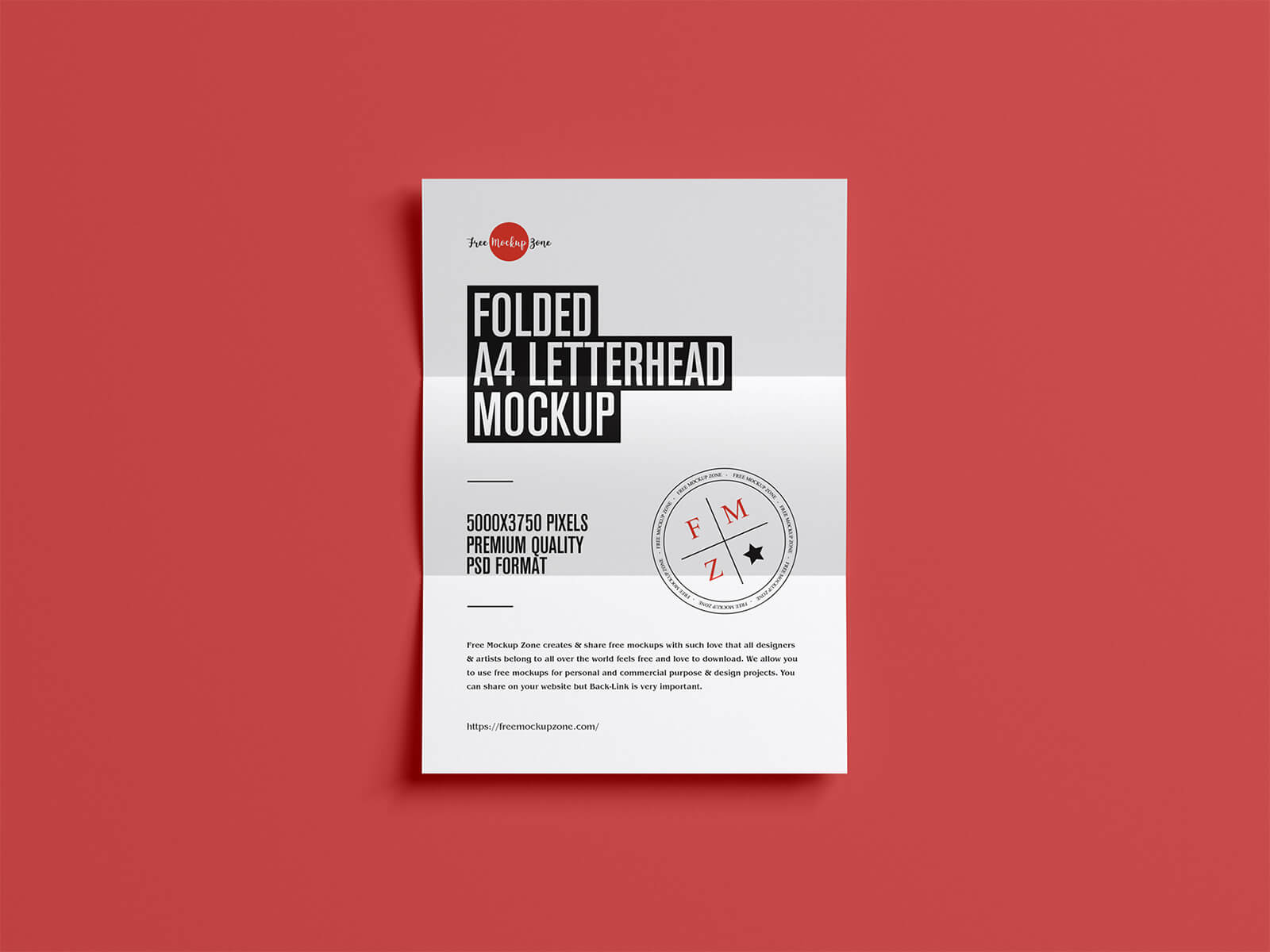 Free Folded A4 Letterhead Mockup PSD