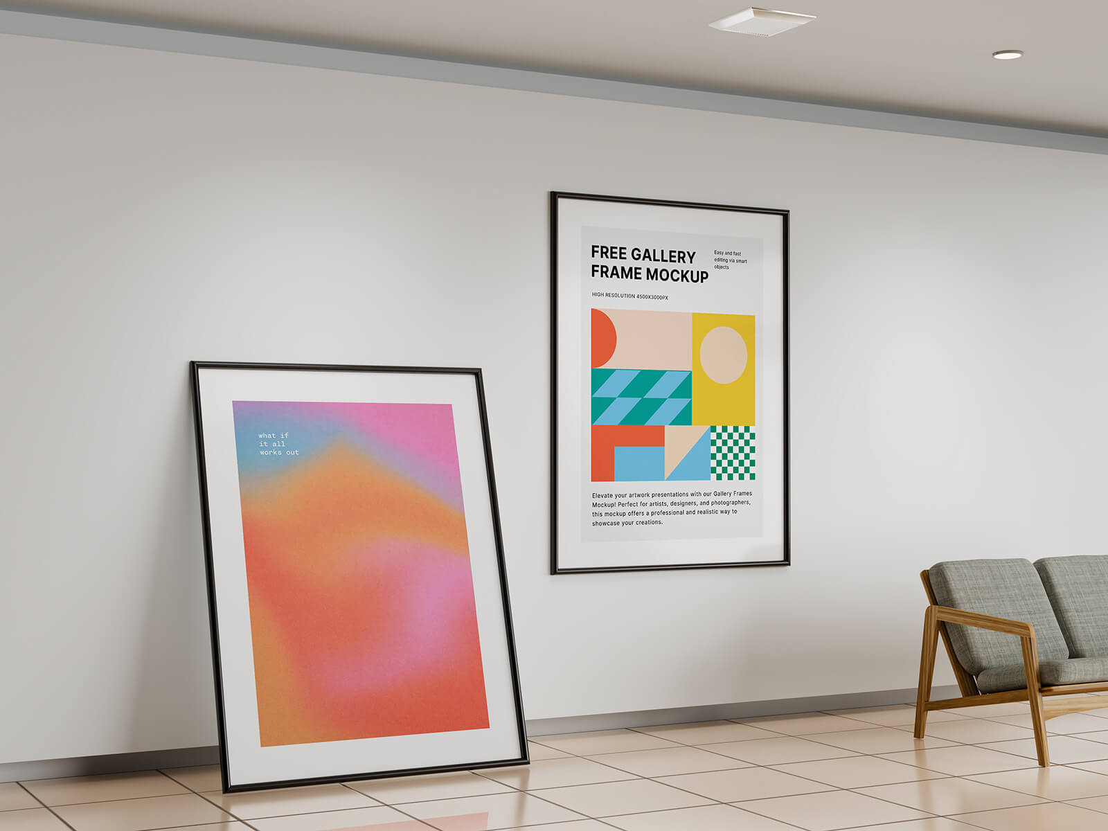 Free Gallery Photo Frames Mockup PSD