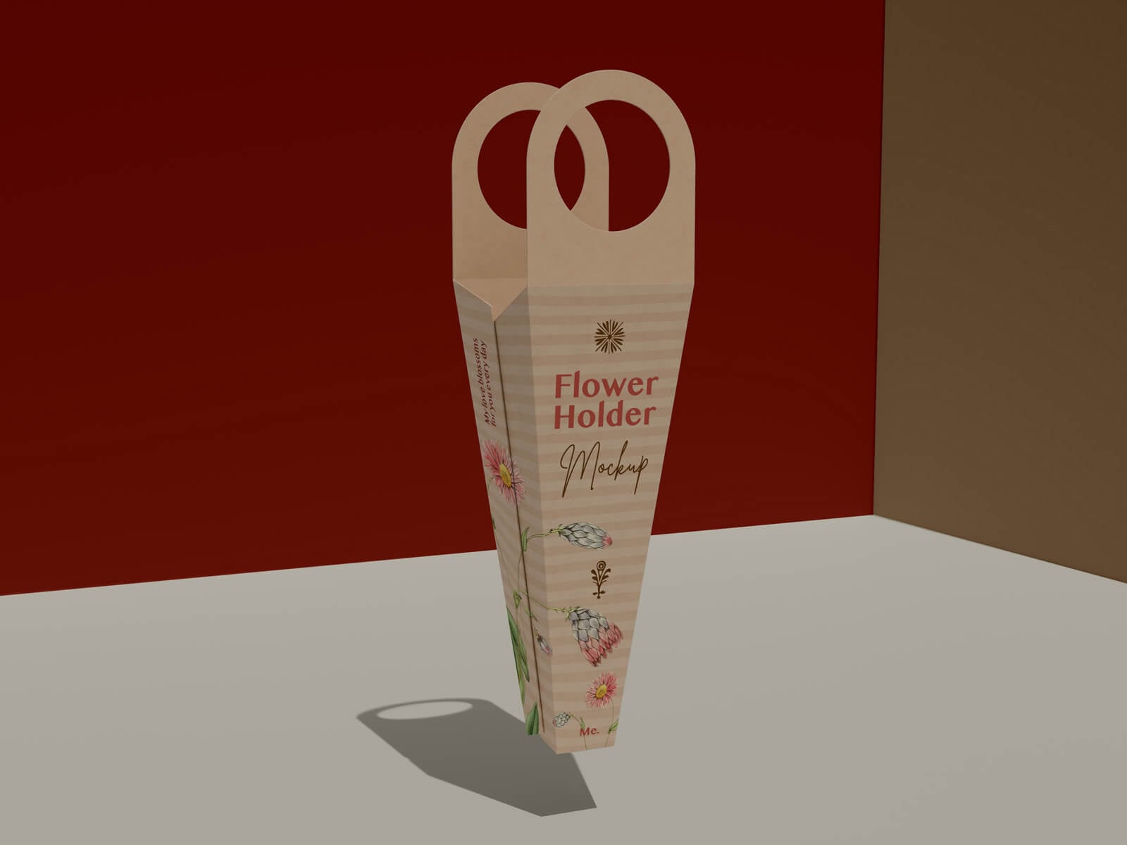 Free Bouquet Packaging Flower Holder Mockup PSD