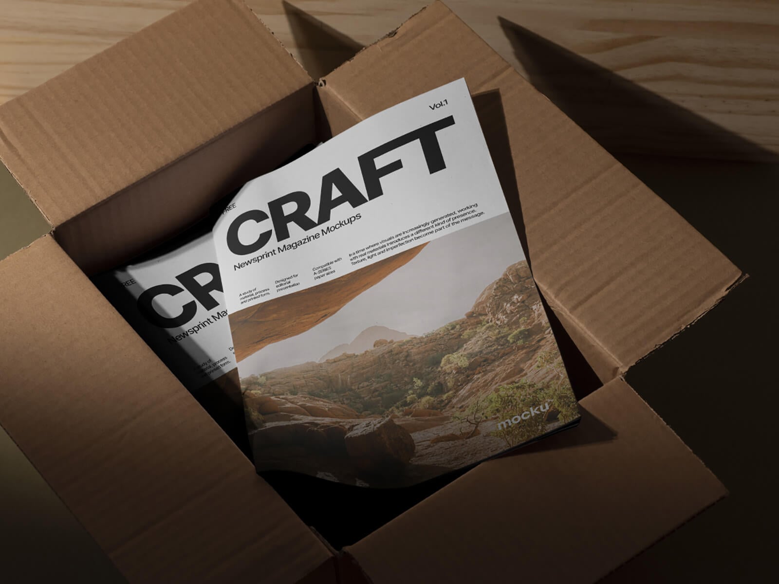 Free Title & Open Magazine Mockup PSD