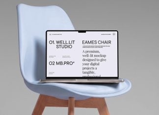 Free Modern Chair MacBook Pro Mockup PSD