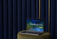 Free Luxury Sofa MacBook Pro Mockup PSD