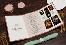 Free A4 Tri-Fold Hotel Menu Mockup PSD
