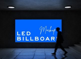 Free Subway LED Billboard Mockup PSD