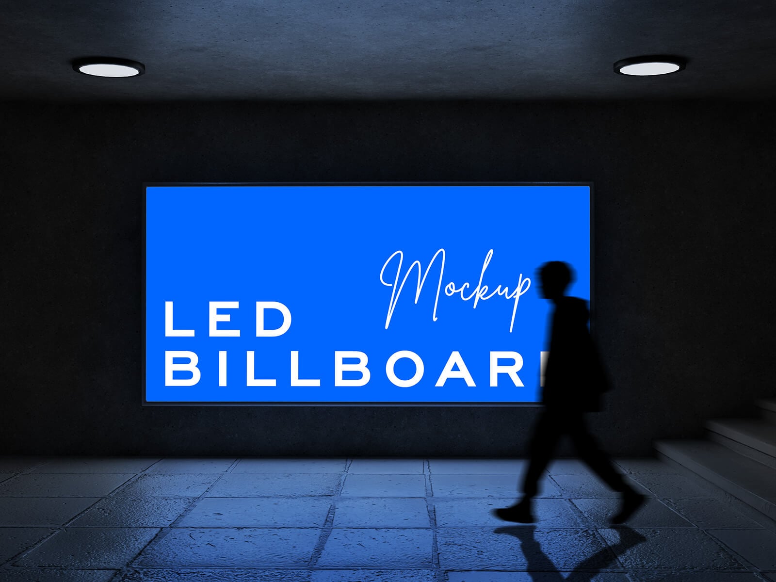 Free Subway LED Billboard Mockup PSD