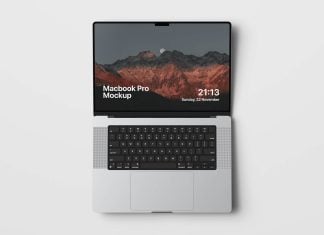 Free Top View Premium MacBook Pro Mockup PSD