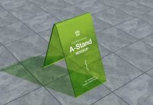 Free Sidewalk Transparent A-Stand Stand Mockup PSD