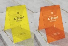 Free Translucent Acrylic Display A-Stand Mockup PSD