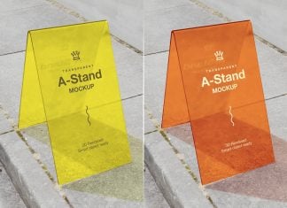 Free Translucent Acrylic Display A-Stand Mockup PSD