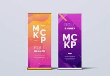 Free Twin Roll-Up Banner Mockup PSD Free Twin Roll-Up Banner Mockup PSD
