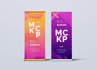 Free Twin Roll-Up Banner Mockup PSD