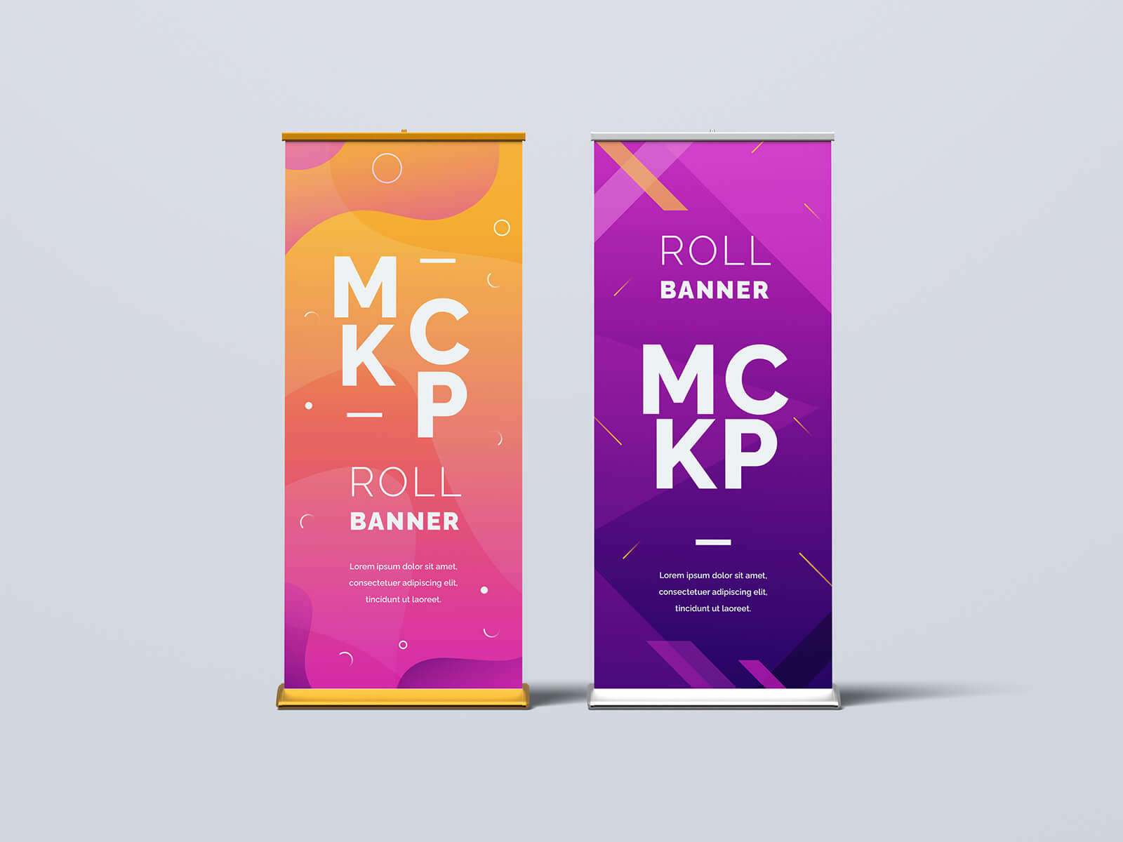 Free Twin Roll-Up Banner Mockup PSD