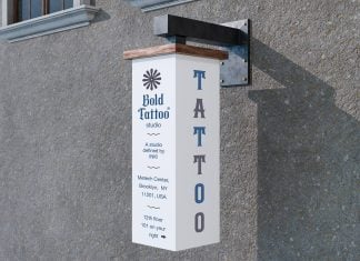 Free Vertical Acrylic LED Lightbox Sign Mockup PSD
