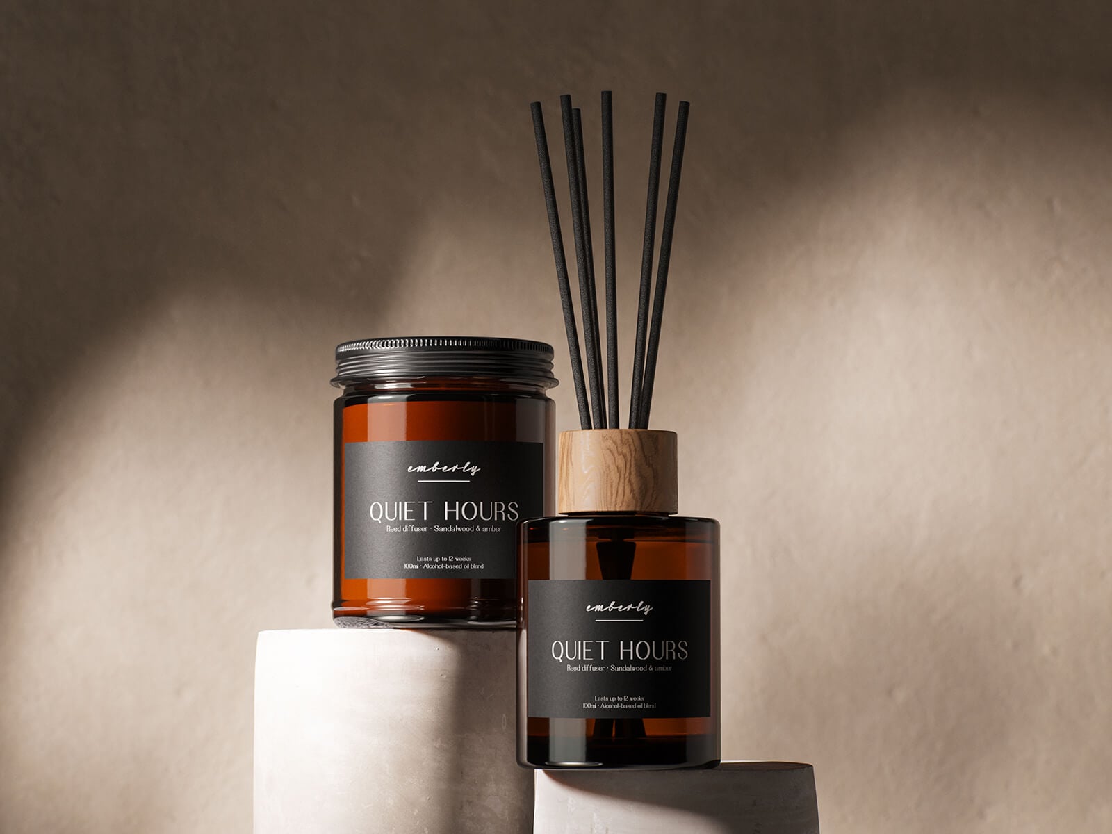 4 Free Reed Diffuser Sticks Bottle Mockup PSD