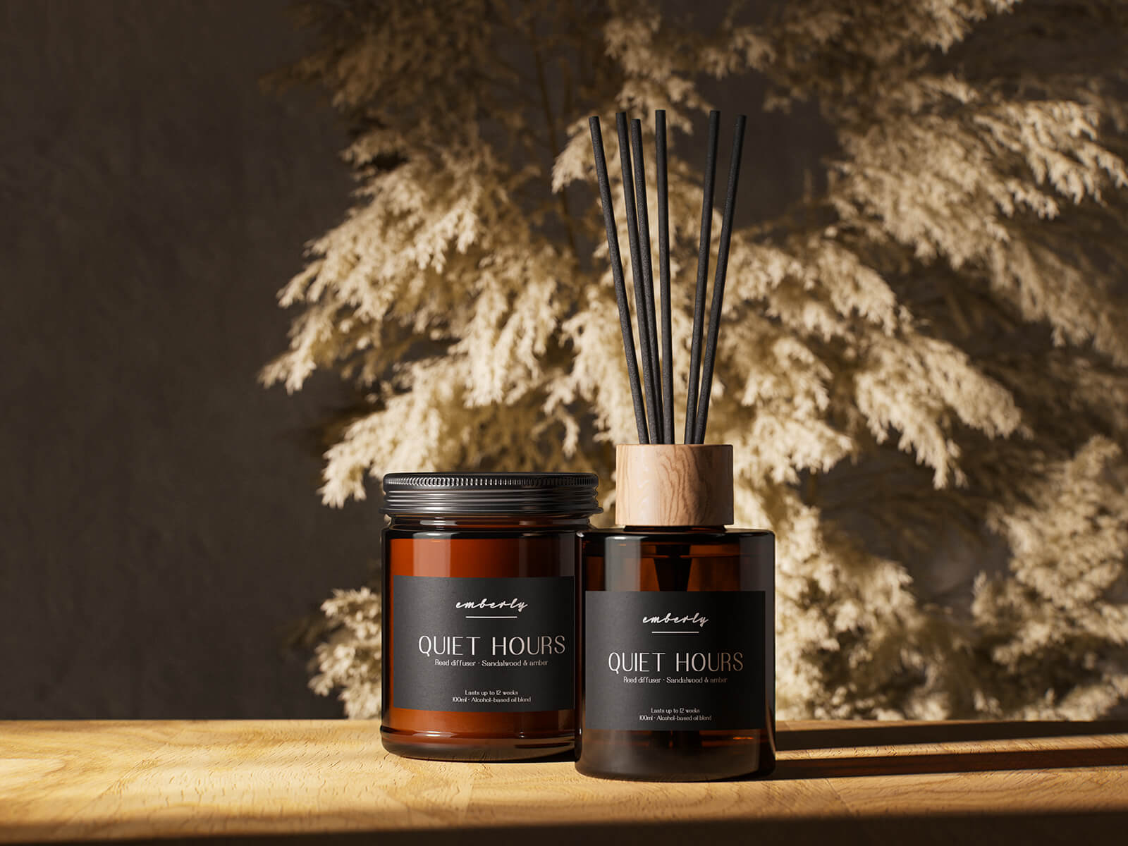 4 Free Reed Diffuser Sticks Bottle Mockup PSD