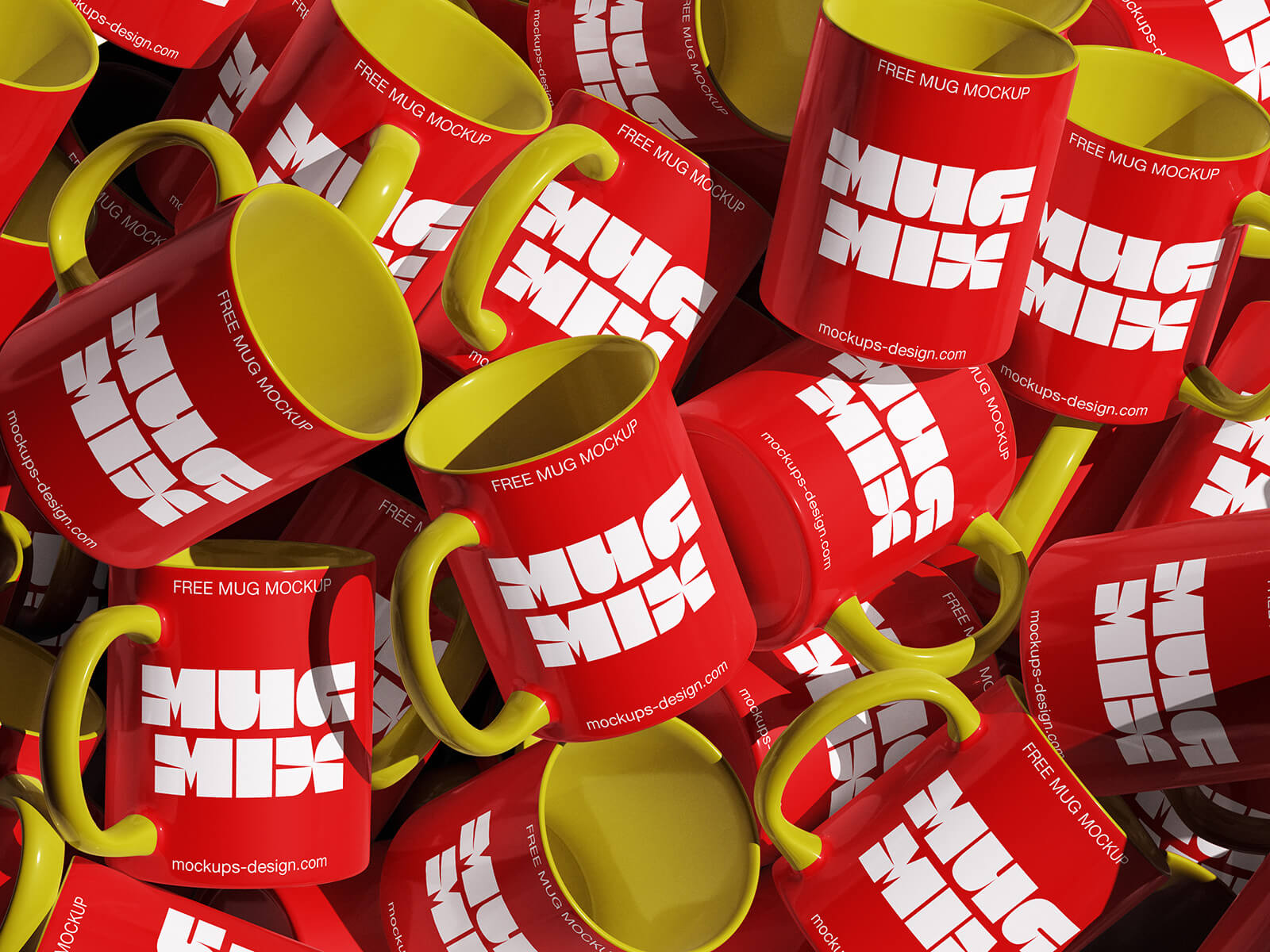 Free Assortment of Glossy Ceramic Mug Mockup PSD Set