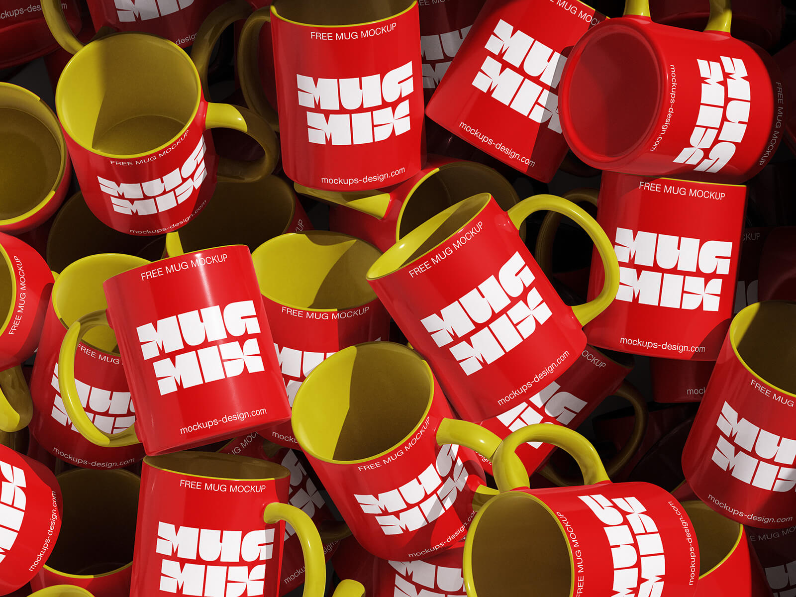 Free Assortment of Glossy Ceramic Mug Mockup PSD Set