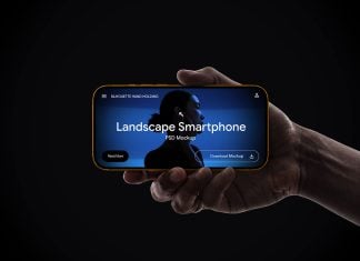 Free Premium Holding Landscape Smartphone Mockup PSD