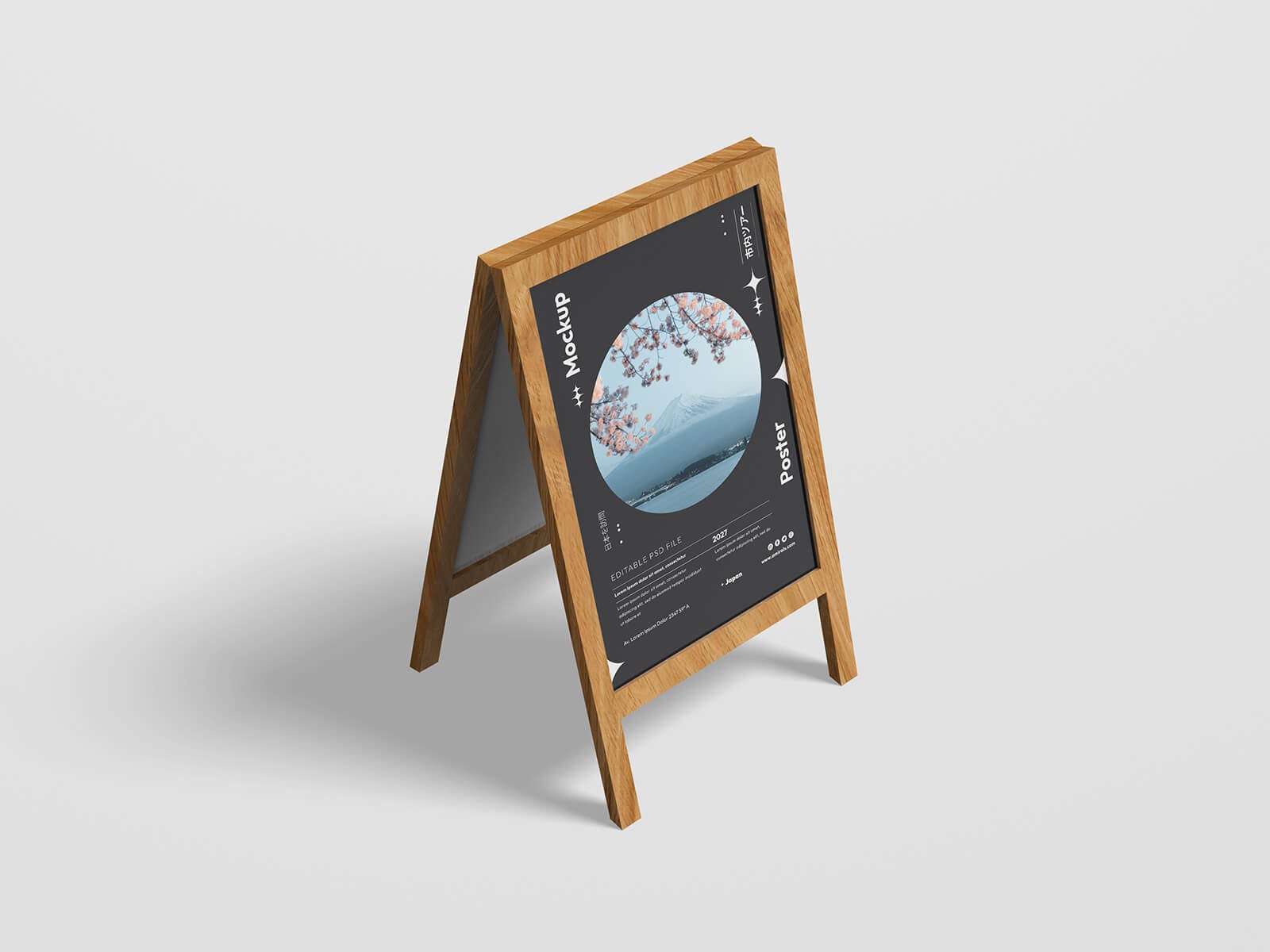 Free Foldable Wooden Frame A-Stand Mockup PSD
