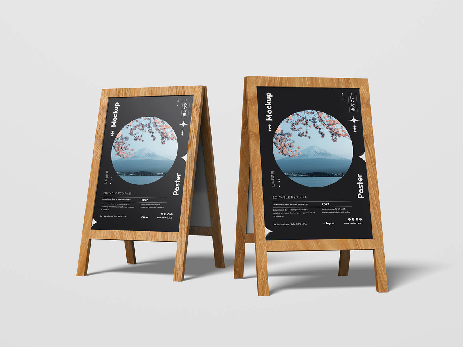 Free Foldable Wooden Frame A-Stand Mockup PSD