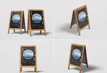 Free Foldable Wooden Frame A-Stand Mockup PSD